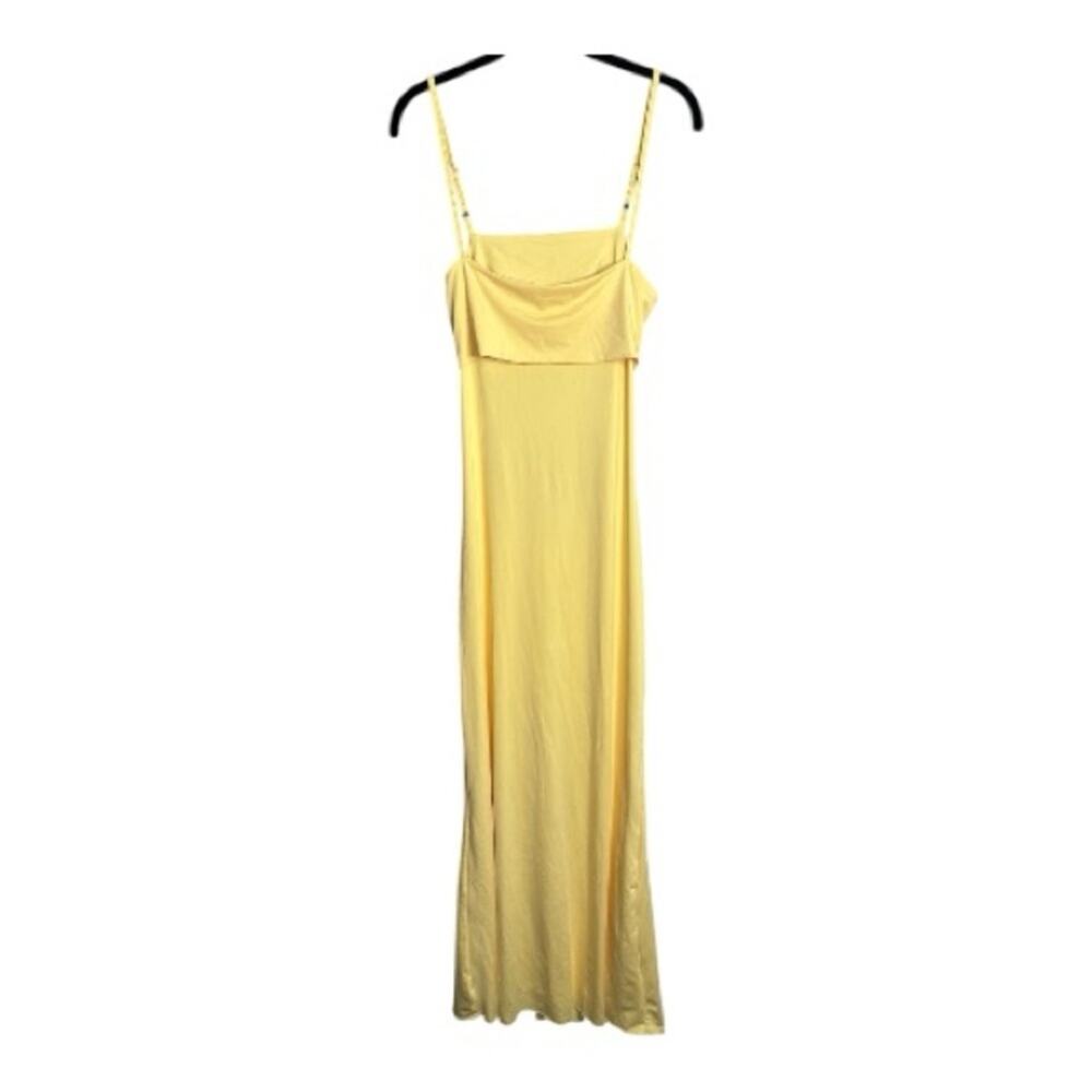 Amazon Yellow Spaghetti Strap Open Back Maxi Dress Large
